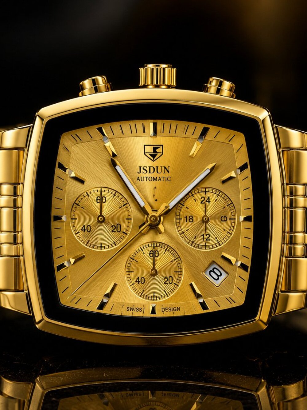 JSDUN Men's Gold Automatic Mechanical Watch 8864 40mm